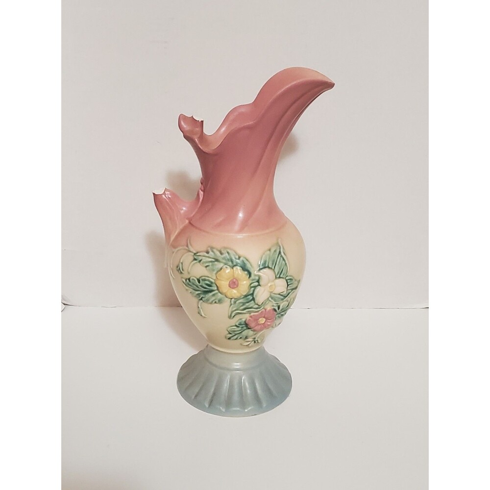 Hull Wildflower Ewer Pitcher W-19 Pottery 13 1/2" Tall Pink Blue Matte Vtg, Read